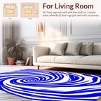 Bold Blue Swirl Abstract Pattern Rug