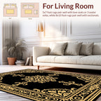 Elegant Gold Floral Medallion Design Rug