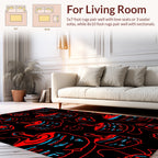 Red Blue Abstract Object Pattern Rug