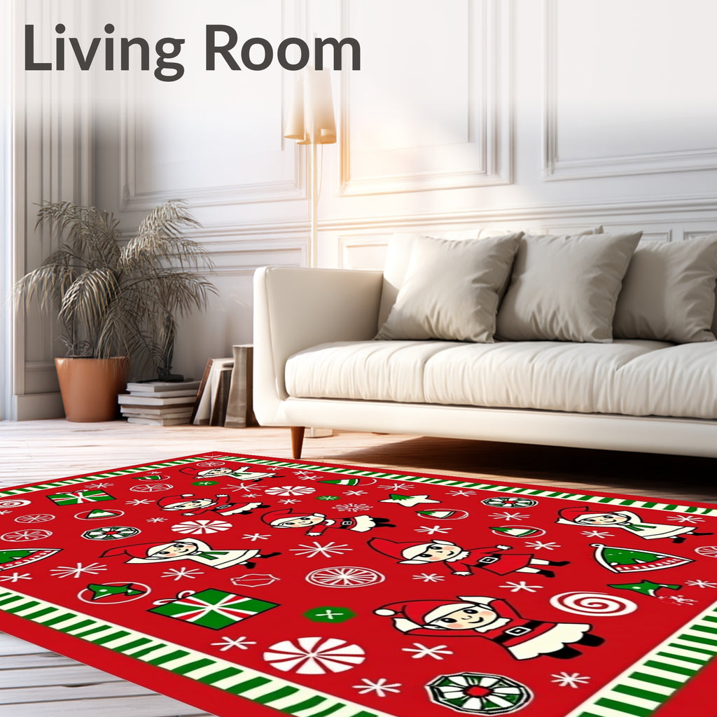Whimsical Elves Festive Holiday Christmas Rug