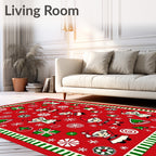 Whimsical Elves Festive Holiday Christmas Rug