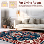 Deep Blue Red Floral Medallion Rug