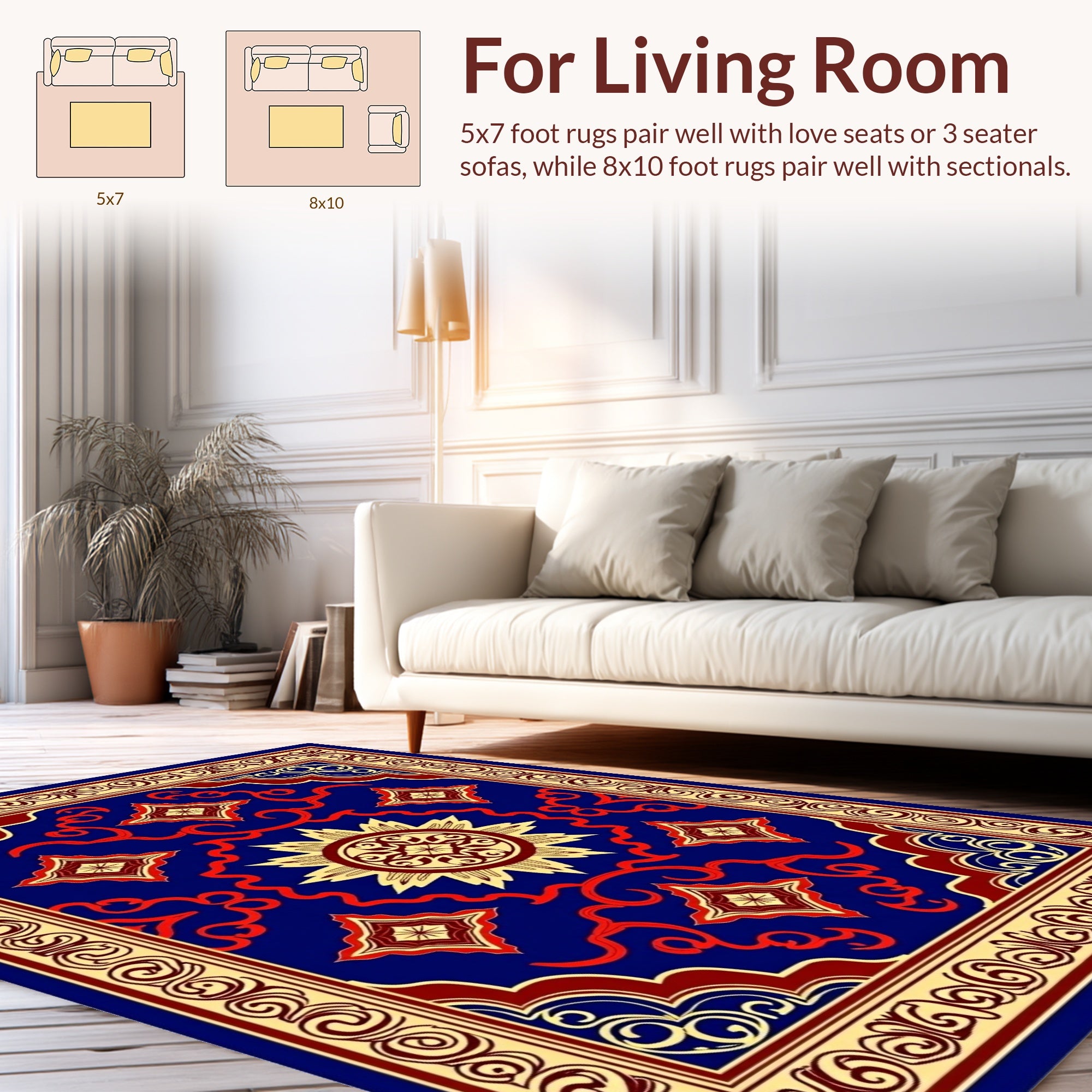 Rich Blue Floral Starburst Ornament Rug