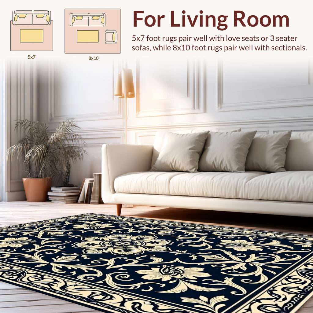 Classic Floral Scrollwork Pattern Rug