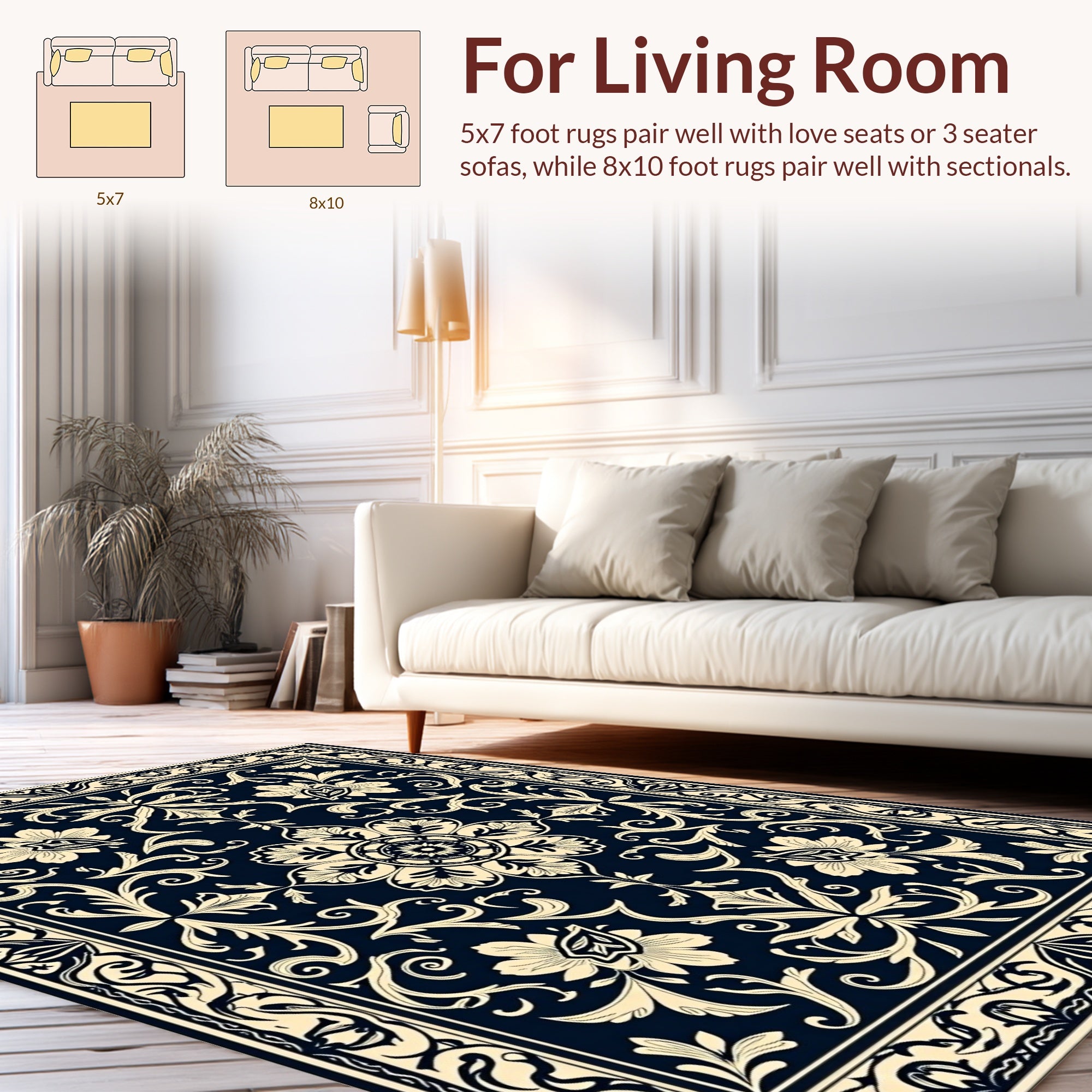 Classic Floral Scrollwork Pattern Rug