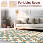 Ornate Blue Orange Crest Pattern Rug