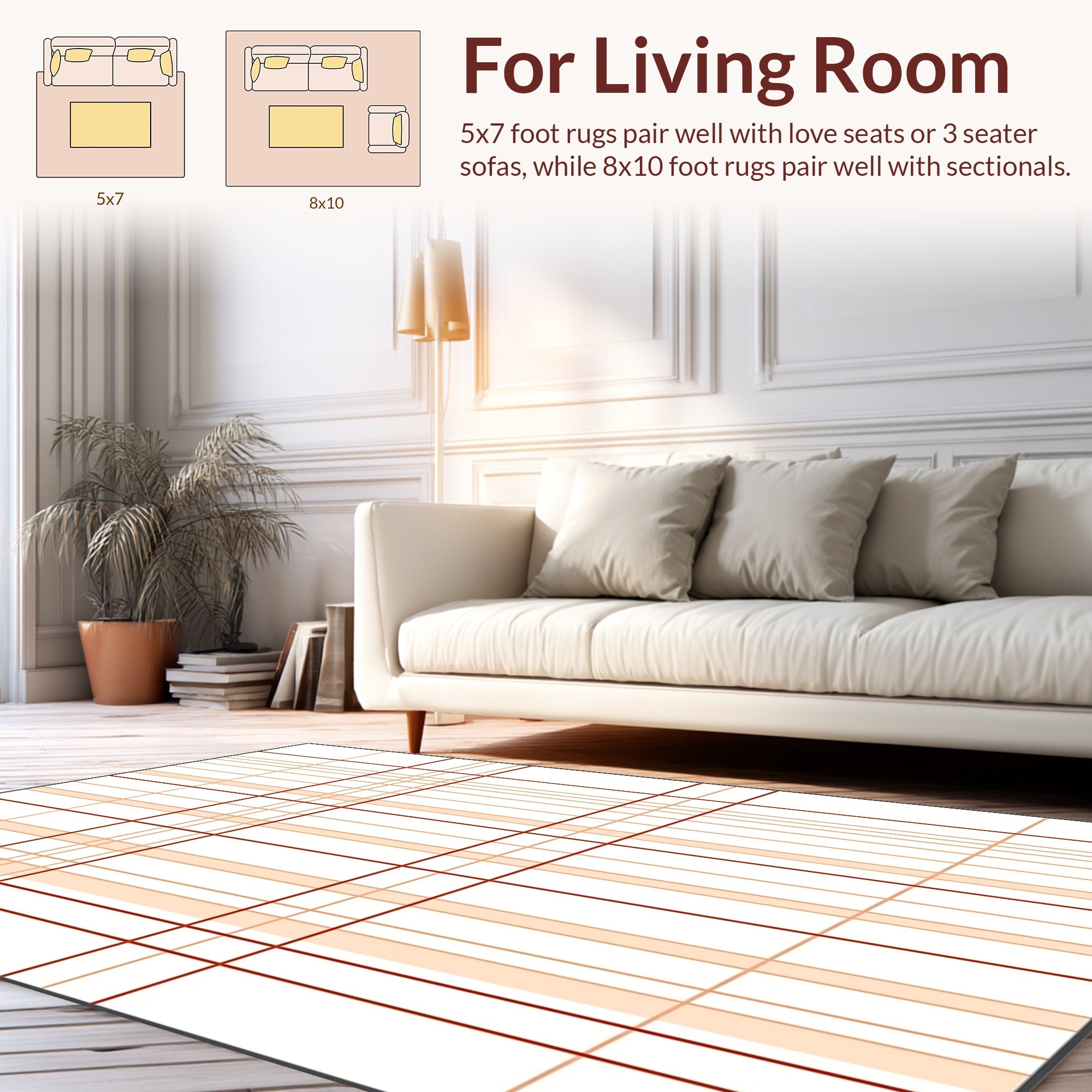 Classic Plaid Line Pattern Rug