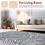 Abstract Black White Wavy Lines Rug