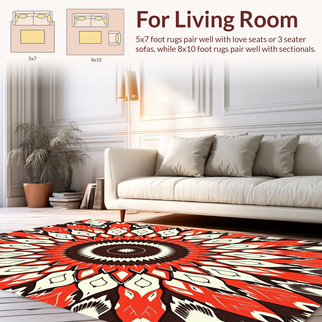 Radiant Floral Sunburst Mandala Design Rug