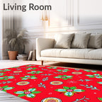 Red Floral and Leaf Medallion Rug