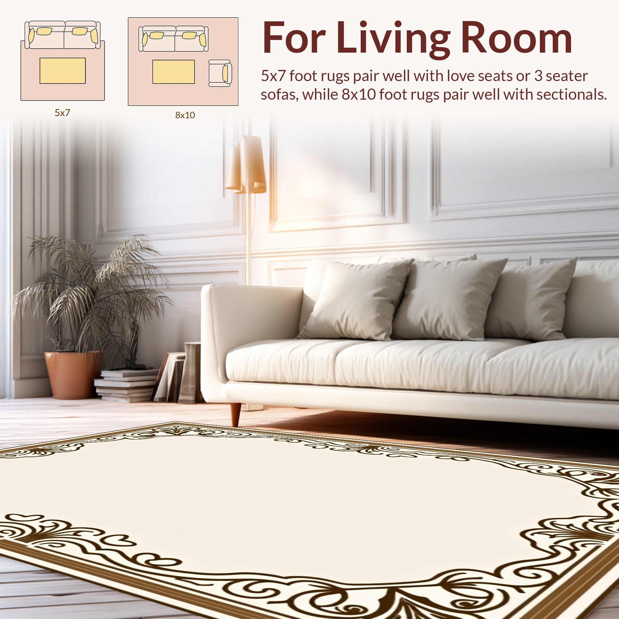 Ornate Swirls Frame Pattern Rug