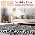 Bold Black White Swirl Pattern Rug