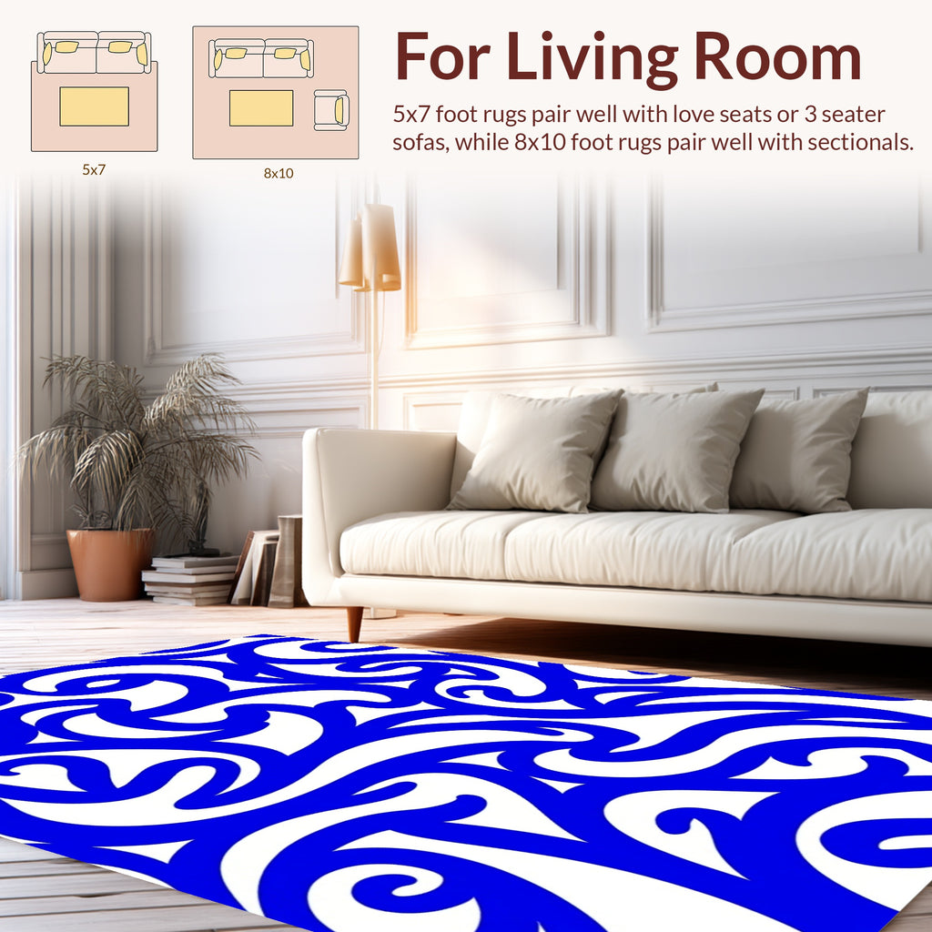 Bold Blue Swirl Pattern Rug