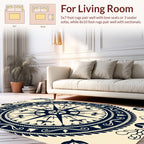 Navy Compass Rose Rope Design Rug