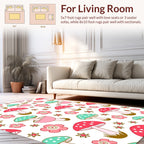 Whimsical Mushroom Flower Pattern Rug