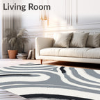 Abstract Gray Brushstroke Swirl Rug