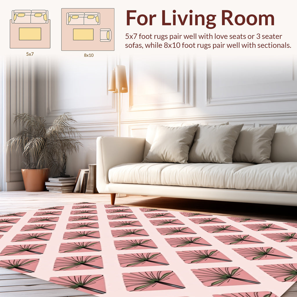 Pink Diamond Fan Pattern Design Rug