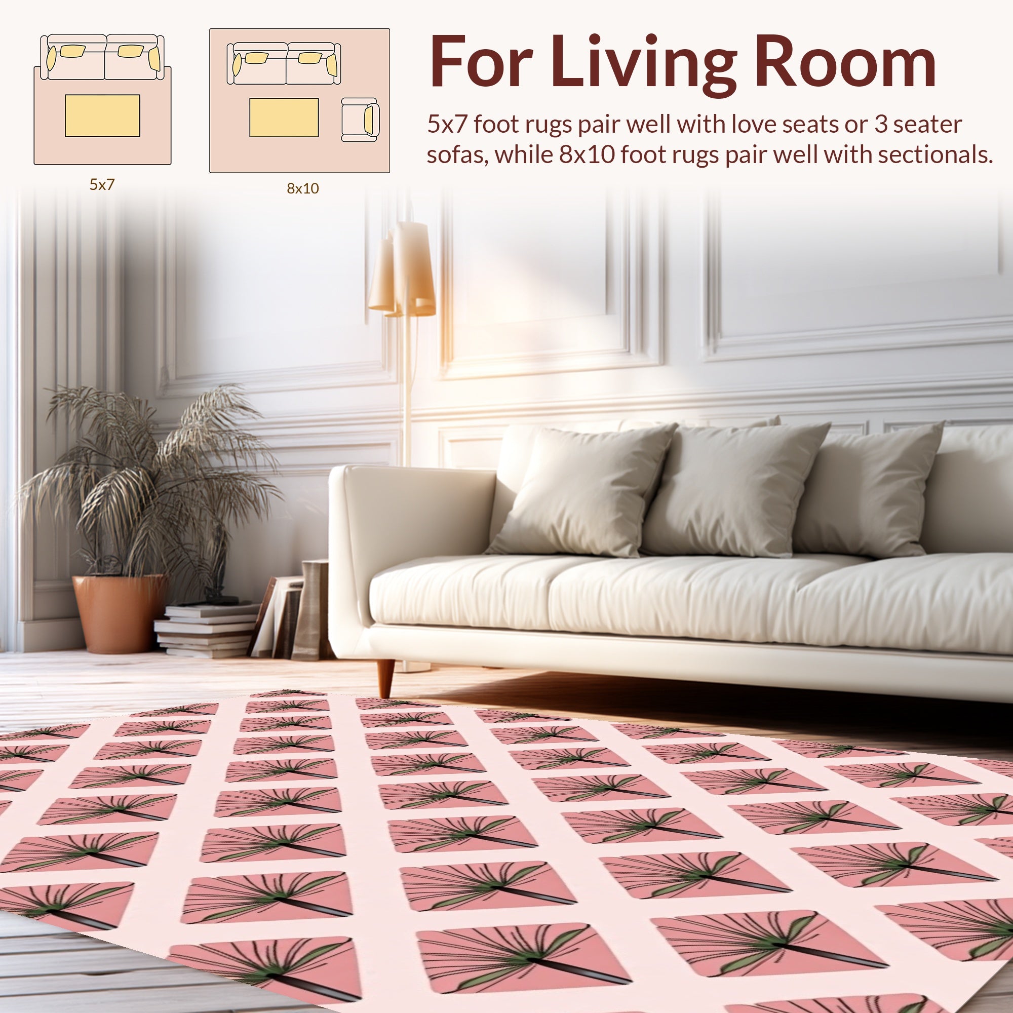 Pink Diamond Fan Pattern Design Rug
