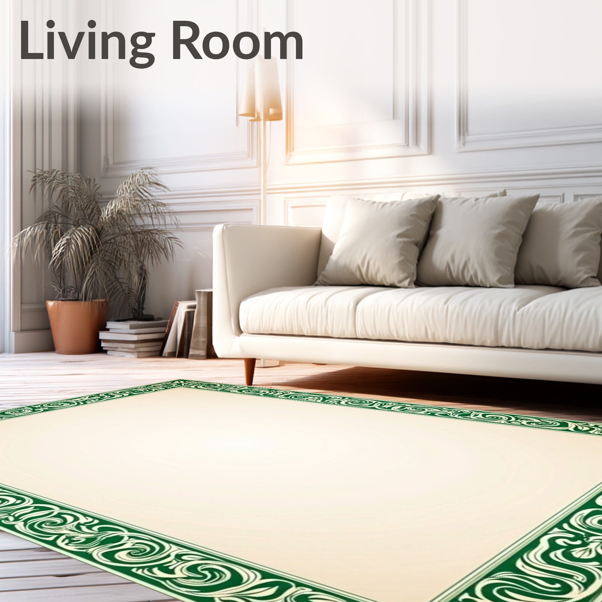 Emerald Green Swirl Border Rug