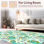 Whimsical Teal Leafy Abstract Design Rug