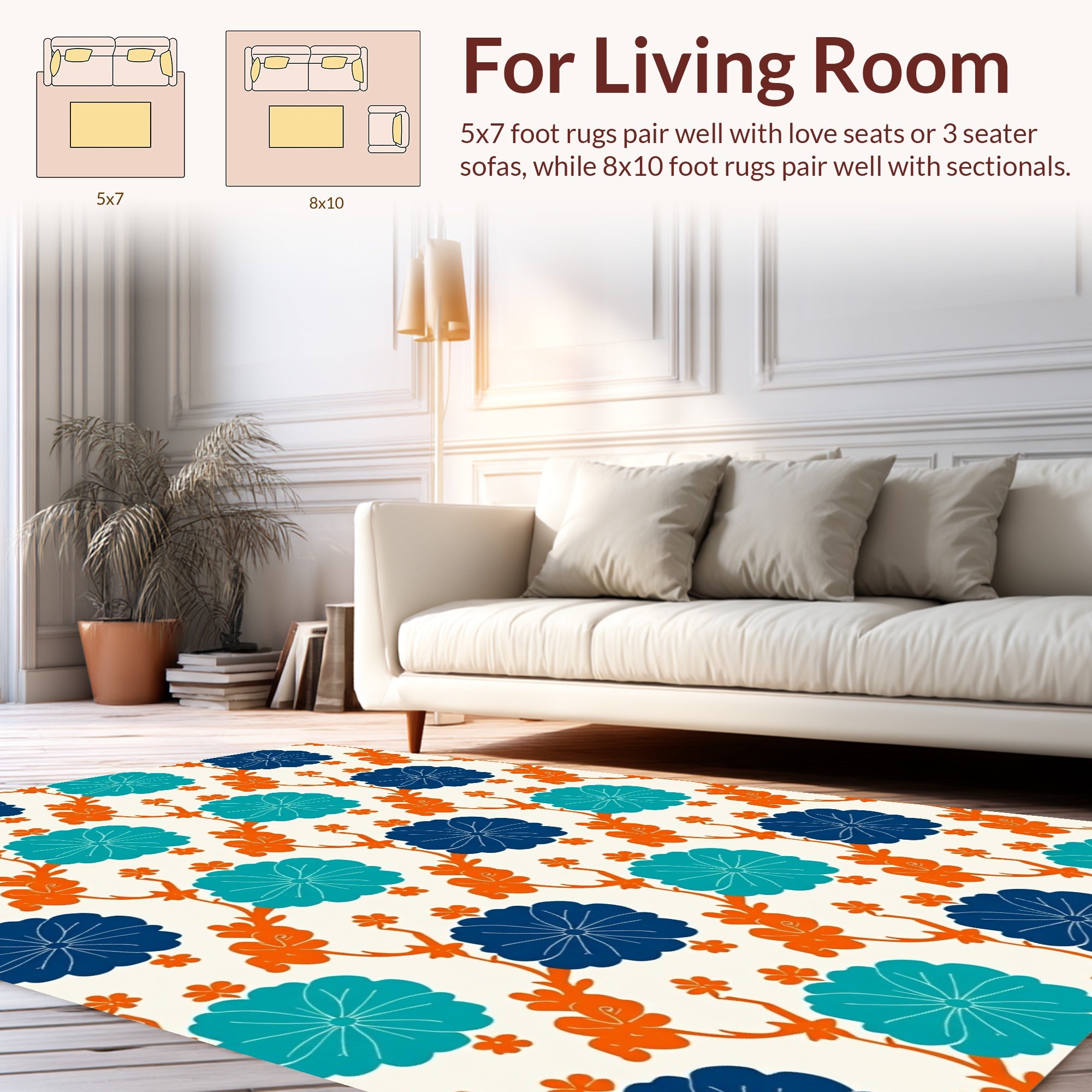 Floral Vine Inspired Contemporary Design Rug