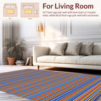 Bright Orange And Blue Stripe Design Rug