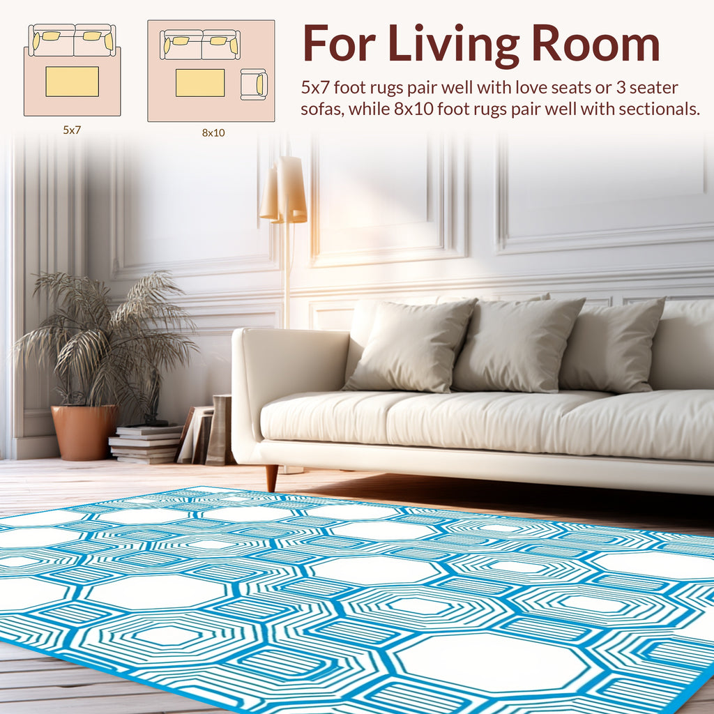 Tiling Octagonal Geometric Contour Design Rug