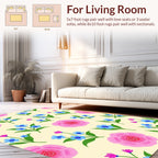 Whimsical Pink Blue Floral Pattern Rug