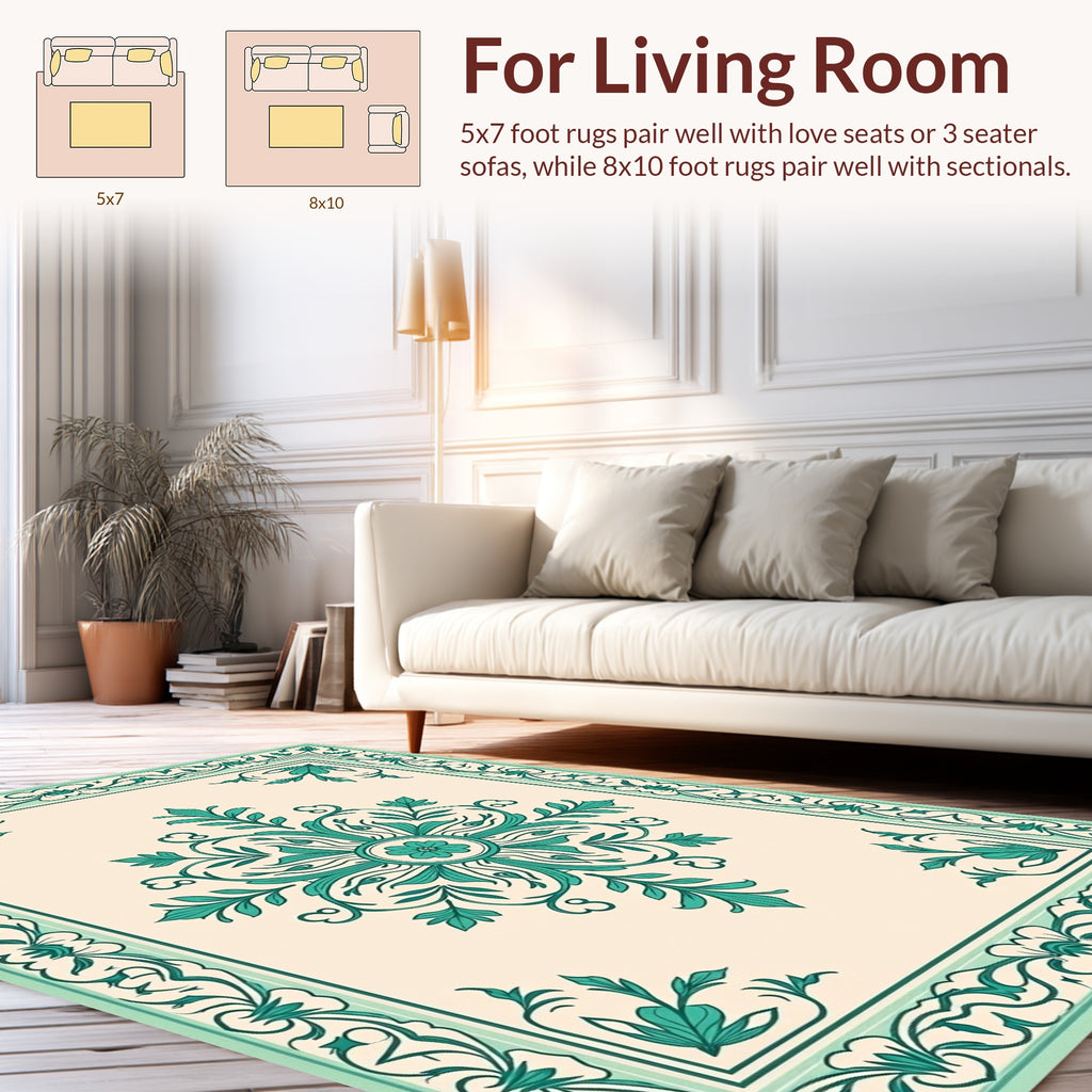 Classic Floral Scrollwork Cream Rug