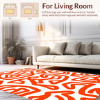 Vibrant Orange Abstract Line Pattern Rug