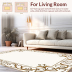 Elegant Gold Swirl Flourish Border Rug