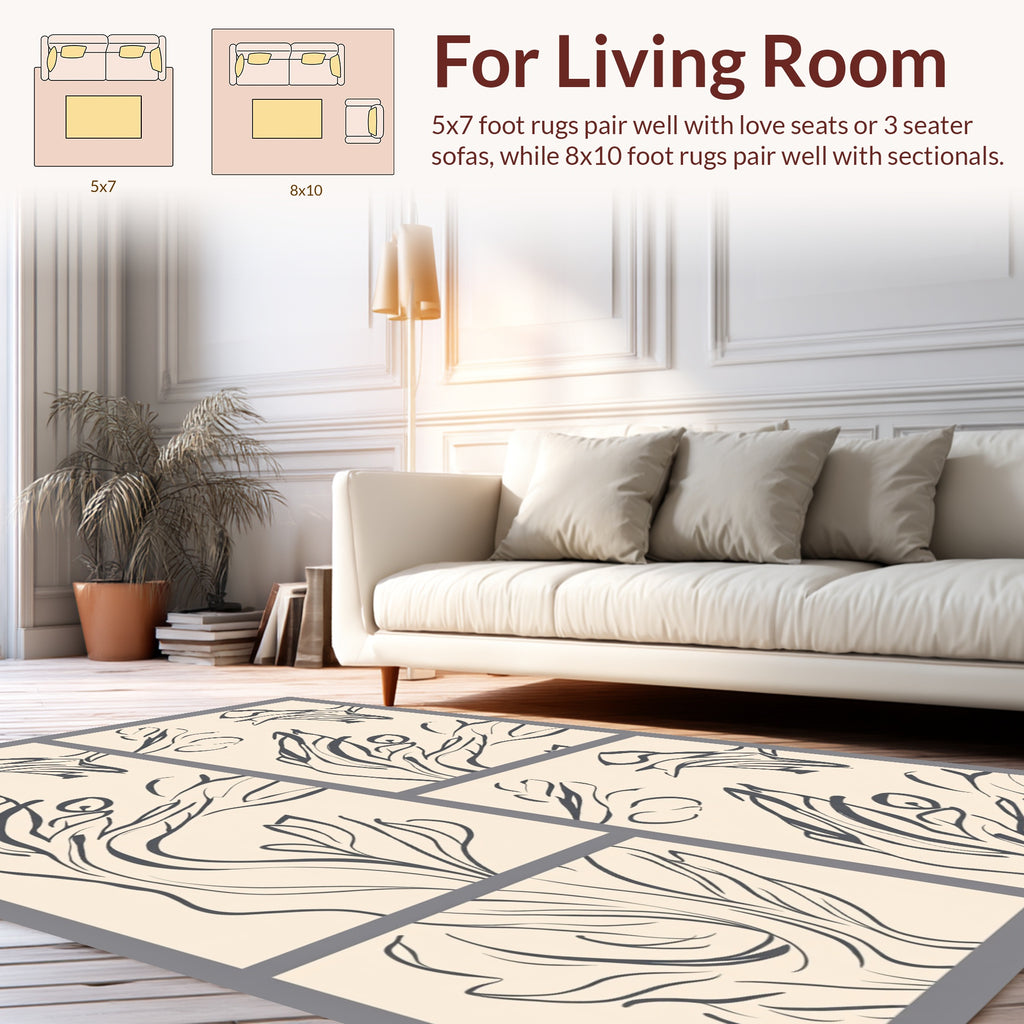 Abstract Organic Line Art Design Rug