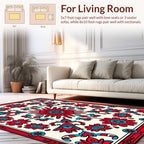 Red Turquoise Floral Sunburst Pattern Design Rug