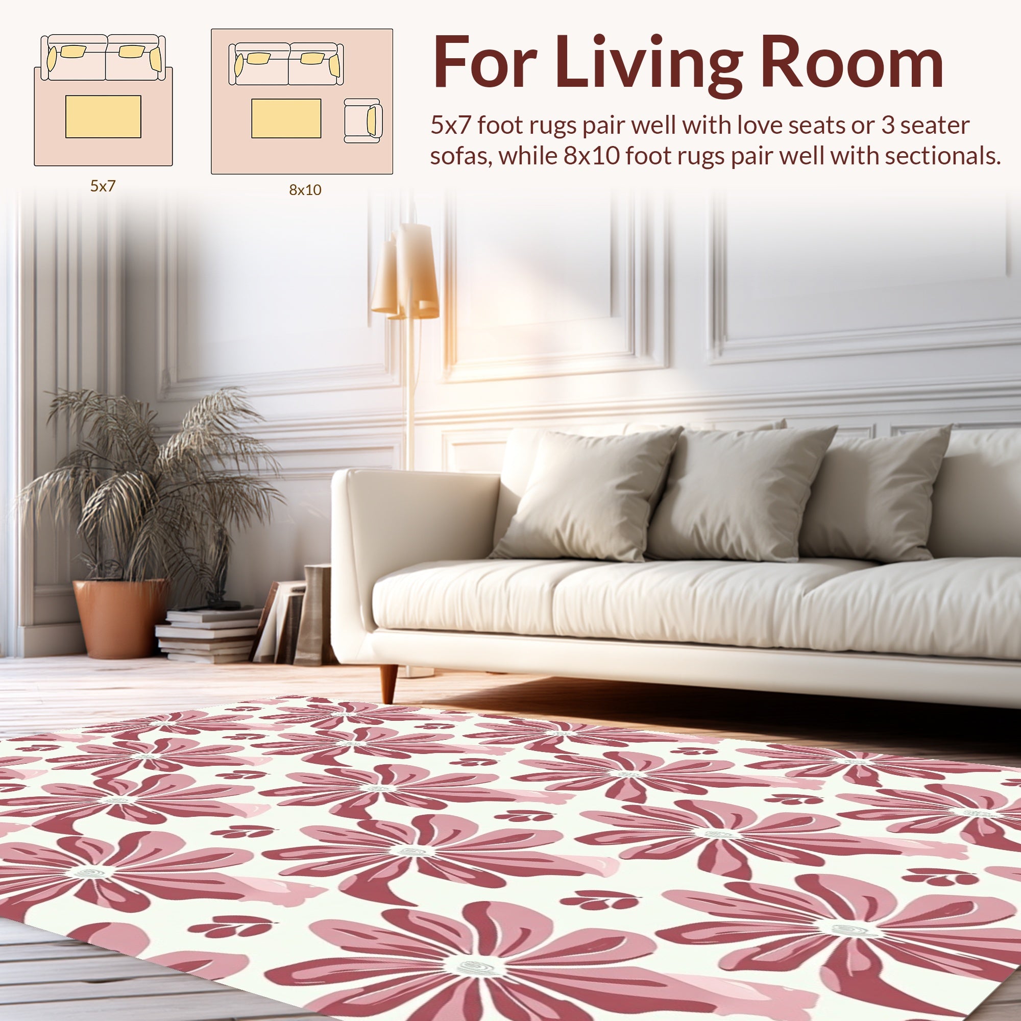 Bold Abstract Petal Botanical Pattern Rug