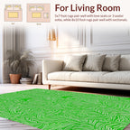 Lush Green Wavy Leaf Pattern Rug
