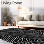 Abstract Black White Wavy Lines Rug