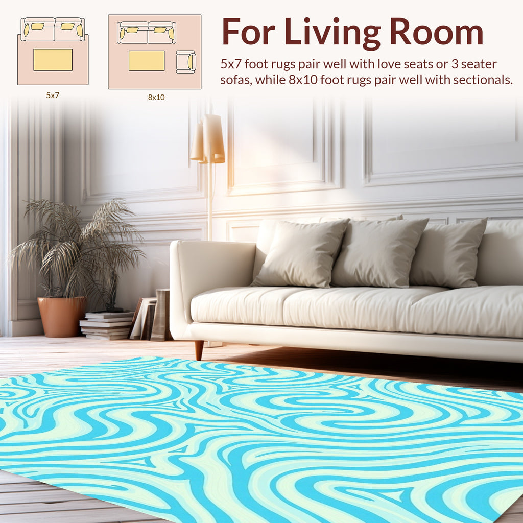 Blue Swirl Abstract Pattern Rug