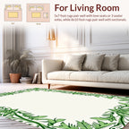 Elegant Green Floral Vines Pattern Rug