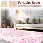 Pink Floral Outline Mandala Design Rug
