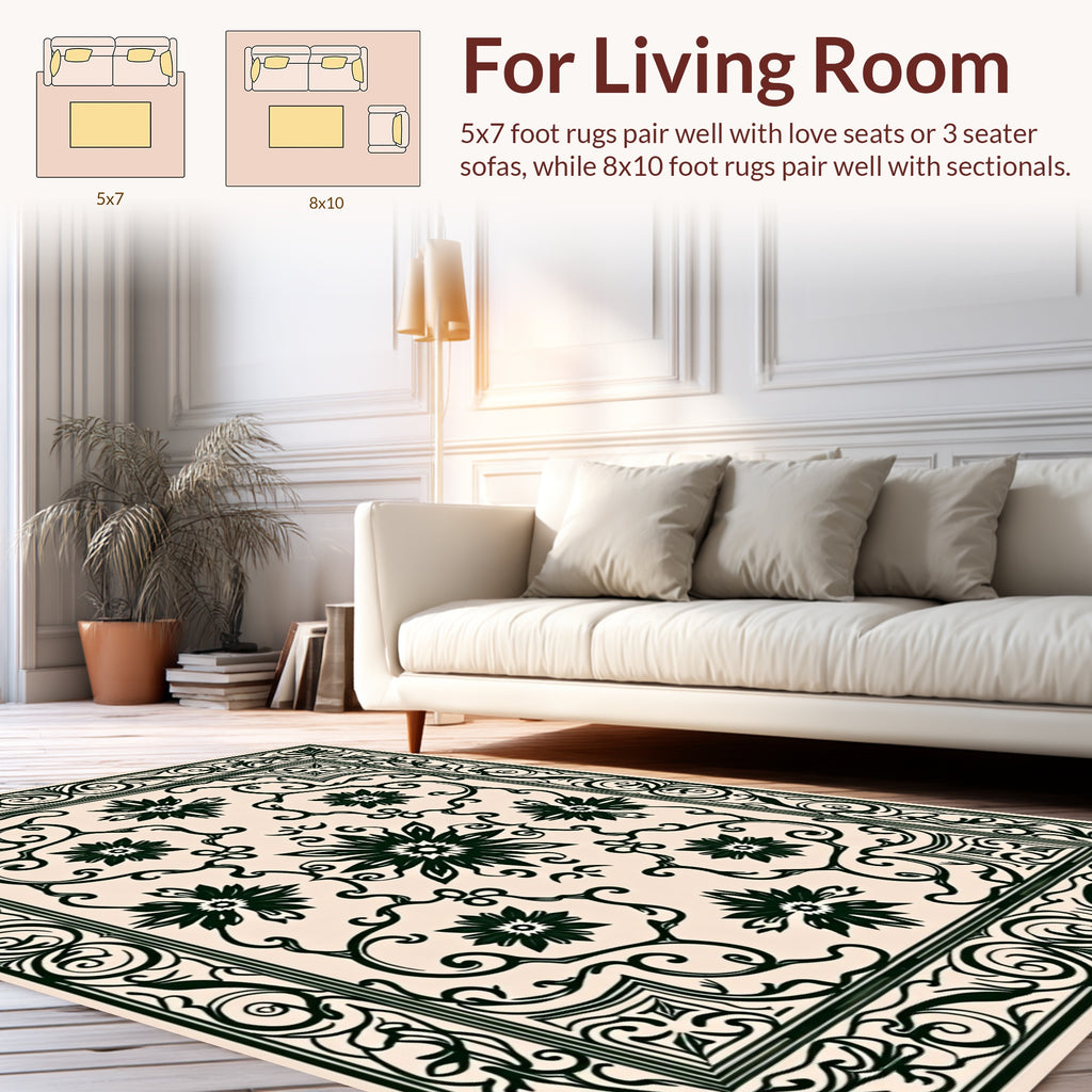 Dark Floral Vintage Scroll Rug