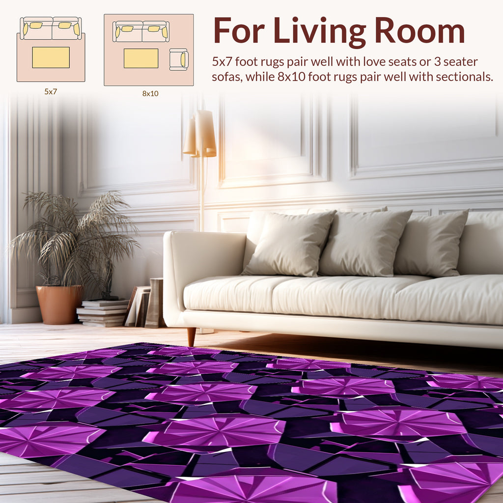 Faceted Geometric Purple Pattern Design Rug