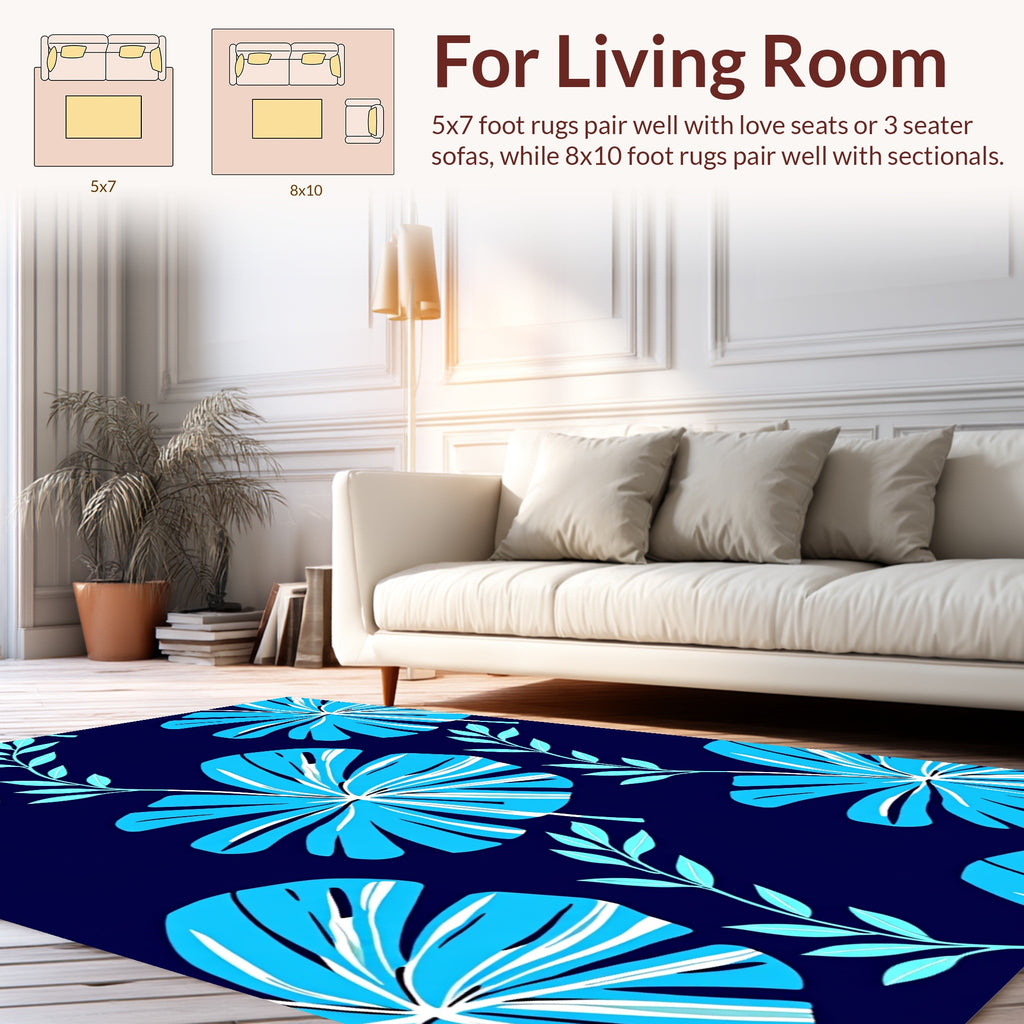 Aqua Leaf Bold Pattern Rug