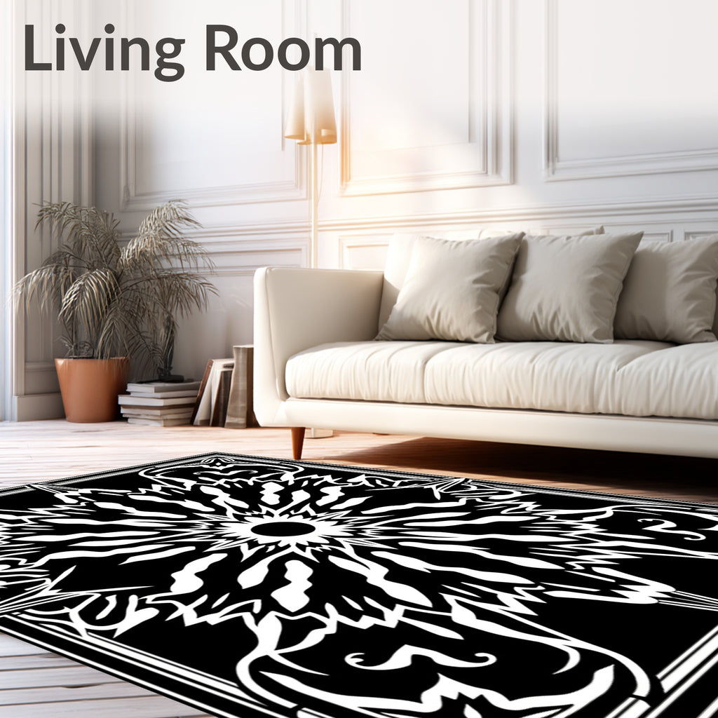 Elegant Floral Inverted Mandala Design Rug