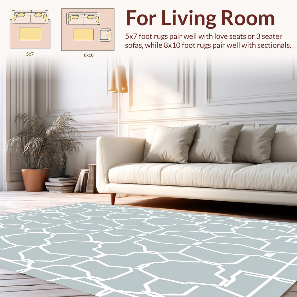 Geometric Tessellation With White Links Rug