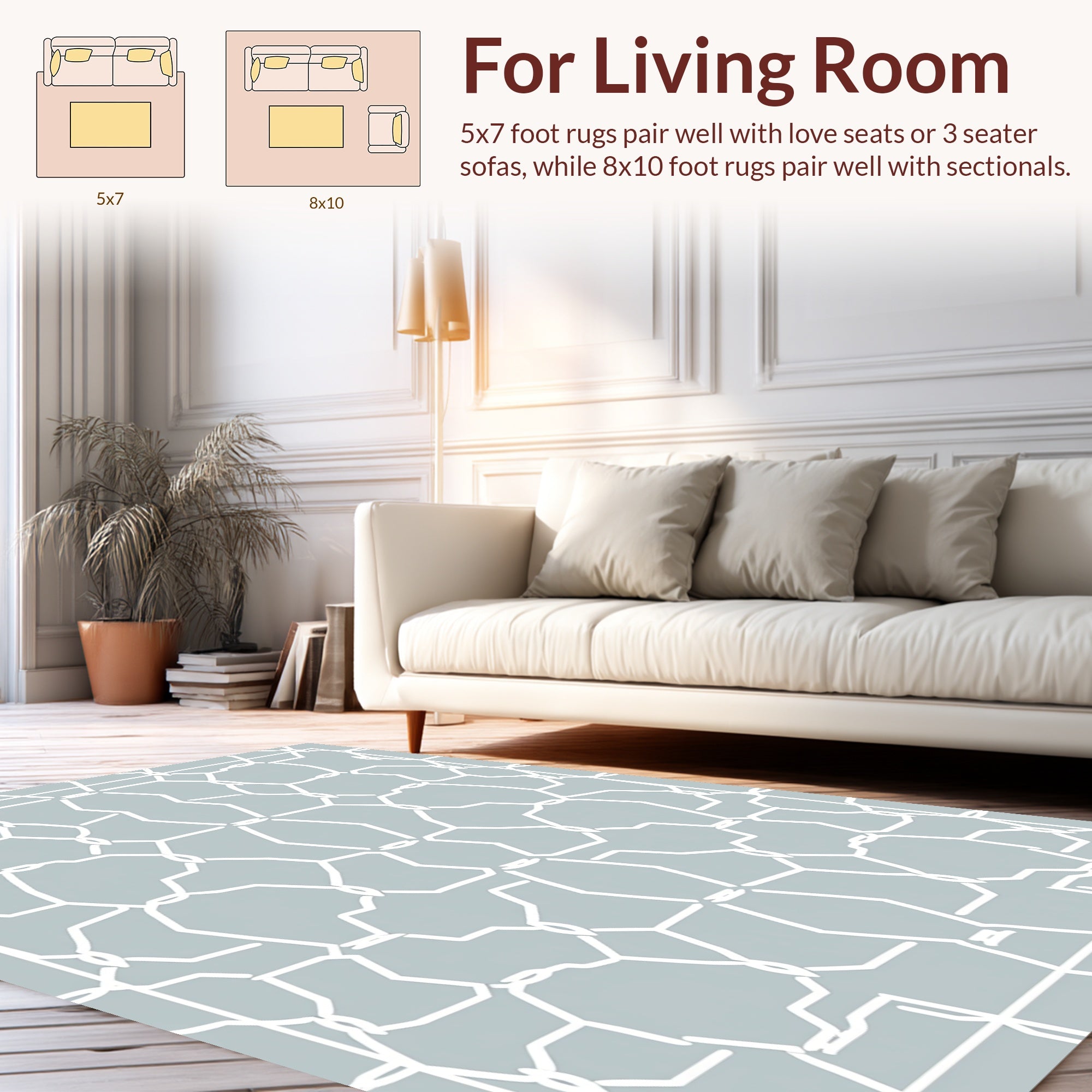 Geometric Tessellation With White Links Rug