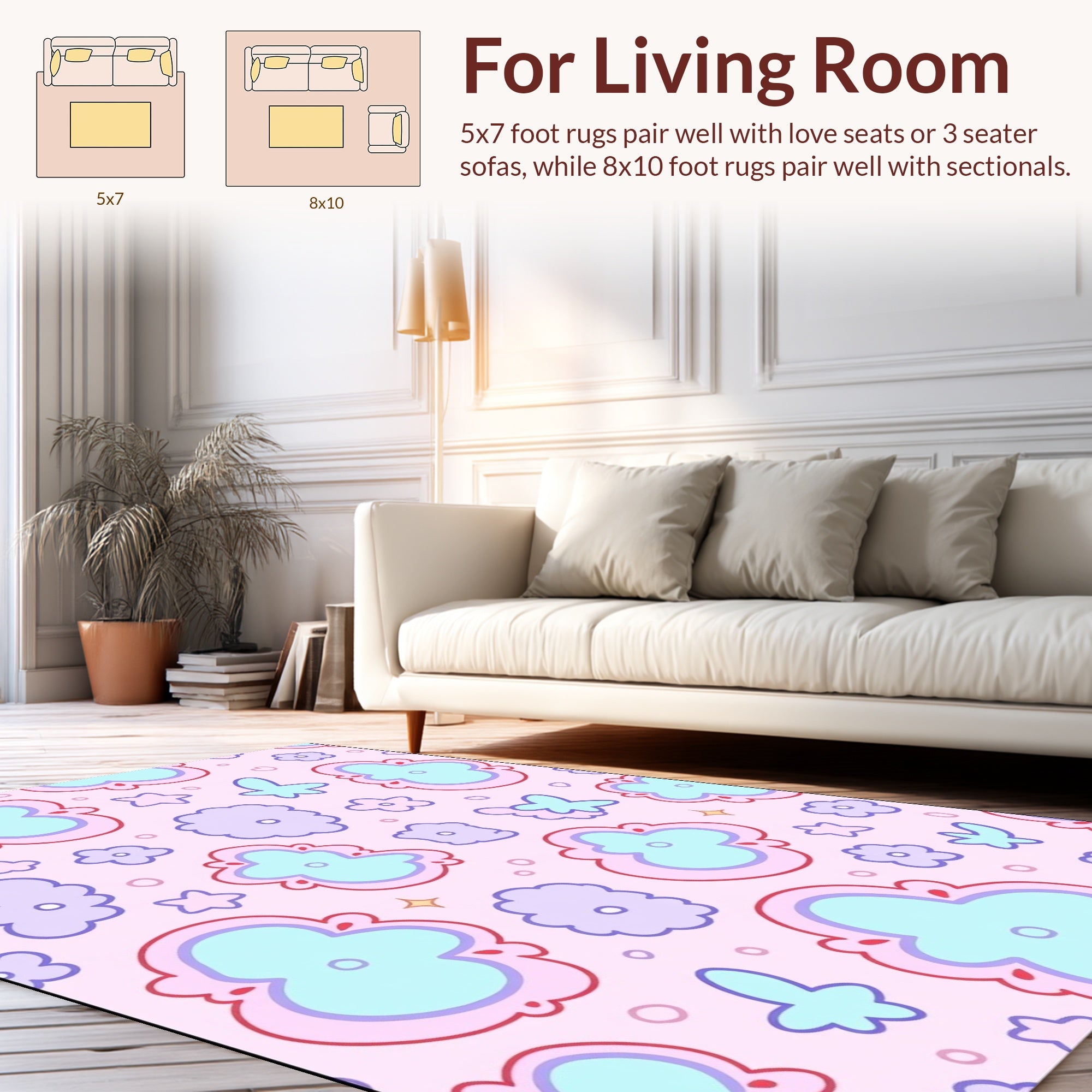 Pastel Floral Cloud Pattern Rug