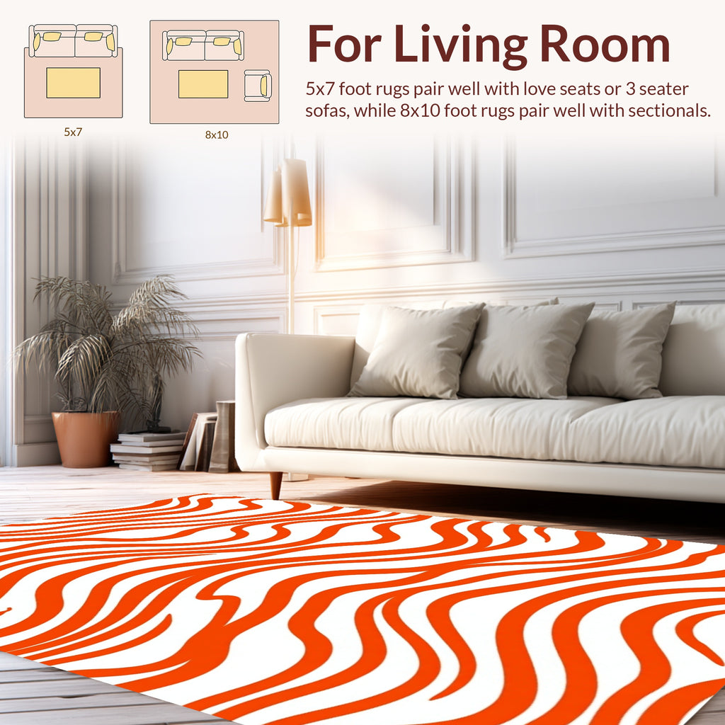 Bold Orange Wavy Stripe Pattern Rug