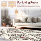 Ornate Dark Floral Damask Design Rug