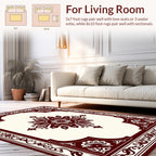 Maroon Cream Ornate Floral medallion Rug