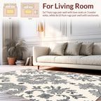 Ornate Grey Floral Damask Pattern Rug